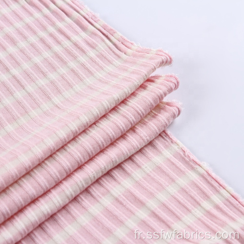 Tissu rayé froissé rayé personnalisé teint en fil